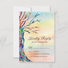 Baptism de árvore da família de aquarelas - RSVP