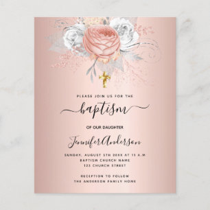 Baptism rosa de ouro floral convite para raparigas