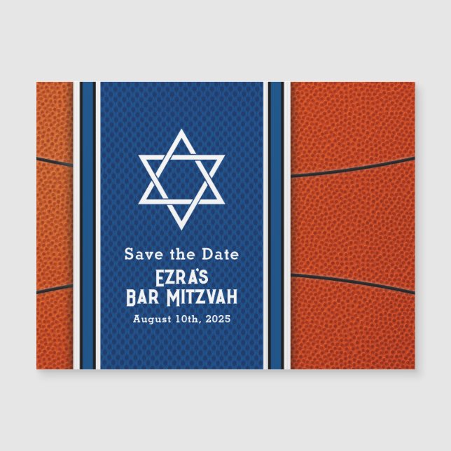 Bar Azul Laranja de Basquete Mitzvah Data de Salva (Frente)