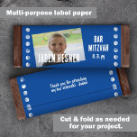 Bar Azul Mitzvah Orçamento Bar Docente<br><div class="desc">Personalize seu próprio Bar azul Mitzvah, etiqueta de bar doce de chocolate ou embalagem de massa com uma etiqueta de papel personalizada. O rótulo azul e branco simples é atraente com a sua própria redação. Adicione sua própria citação atrás para um toque final. Use este rótulo de wrapper personalizado de...</div>