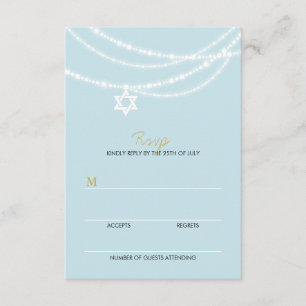 Bar Azul Mitzvah Sparkles Star De David RSVP Card
