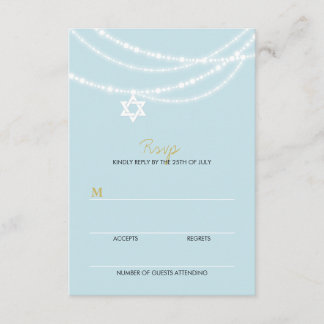 Bar Azul Mitzvah Sparkles Star De David RSVP Card