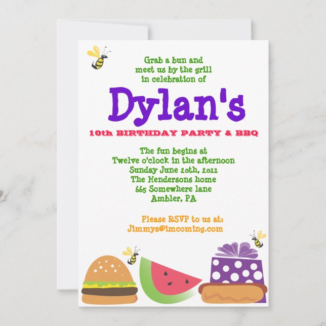Bar B-Que Birthday Bumble Bee Convite de festas (Frente)
