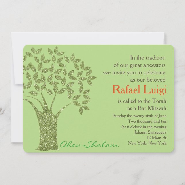 Bar Bat Bnai Tree of Life Mitzvah Convite (Frente)