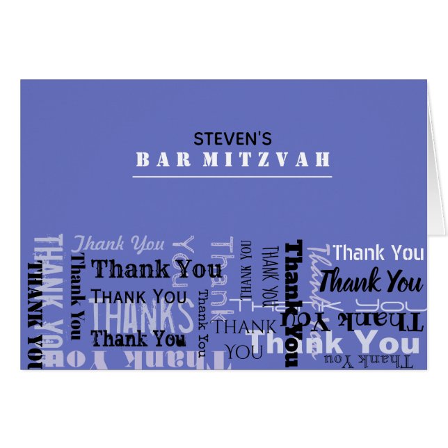 Bar Bat Mitzvah Cartões de agradecimentos (Frente horizontal)