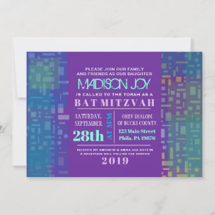 Bar Bat Mitzvah FALHA STARS & SQUARES Convite