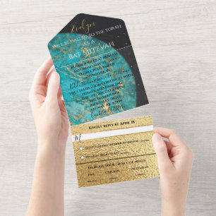Bar Bat Mitzvah Tudo em Um Convite Exterior