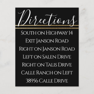 BAR BM Bat Mitzvah Elegante Cartão de Direção Dour