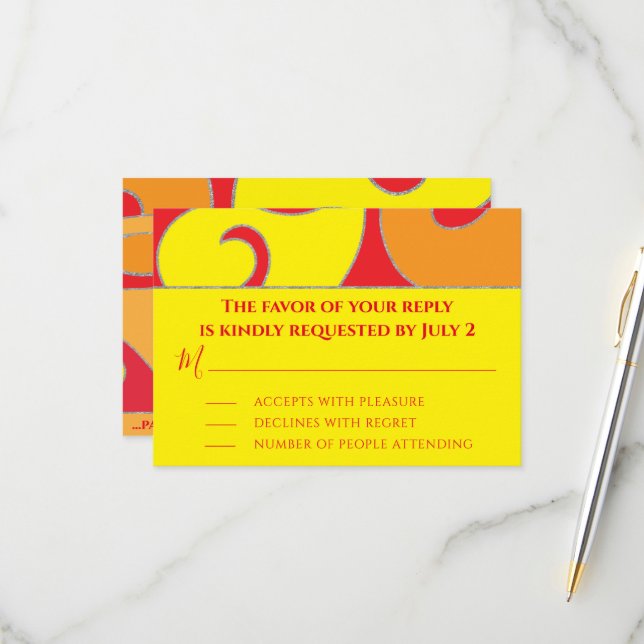 BAR BM ou Bat Mitzvah RSVP Silvery Swirls (Frente/Verso In Situ)