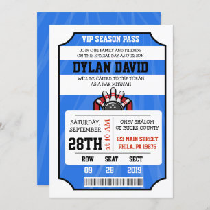 Bar BOLICHE TICKET Bat Mitzvah Convite