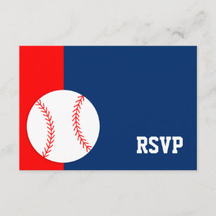 Bar de baseball azul vermelho Mitzvah RSVP