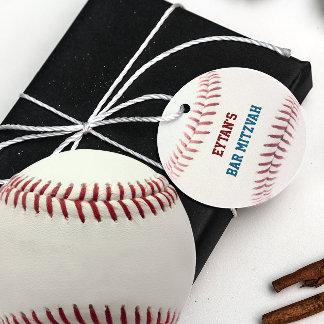 Bar de baseball Mitzvah Red Blue Favor Etiquetas