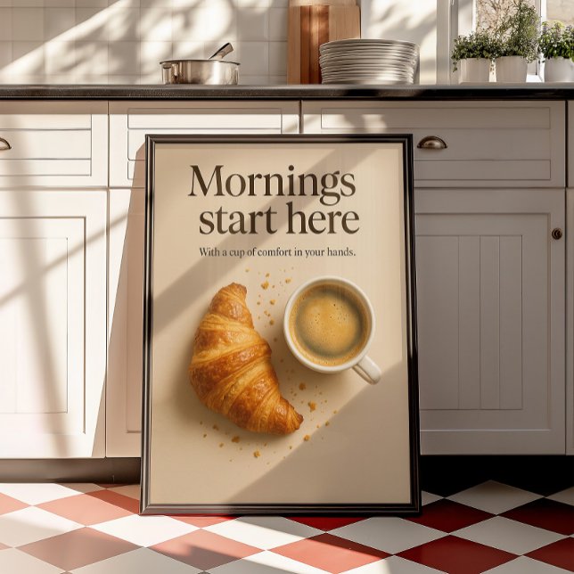 Bar De Café Mínimo Croissant & Espresso Poster (Criador carregado)