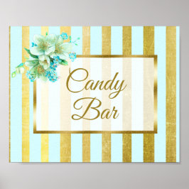 Bar de Casamento do do Candy Azul e Poster Dourad