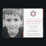 Bar de Fotografia Moderna - Convites Mitzvah | Ver<br><div class="desc">Legal,  moderno Bar Mitzvah convites. Personalize online com a foto do seu filho e os detalhes de Mitzvah. Estrela de David design com sotaques vermelhos,  negros e cinzas modernos.</div>