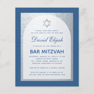 Bar de Orçamento Mitzvah Clássico Azul Prata Convi