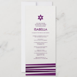 Bar de Tallit Mitzvah em Convite Roxo