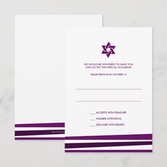 Bar de Tallit Mitzvah RSVP (Frente/Verso)