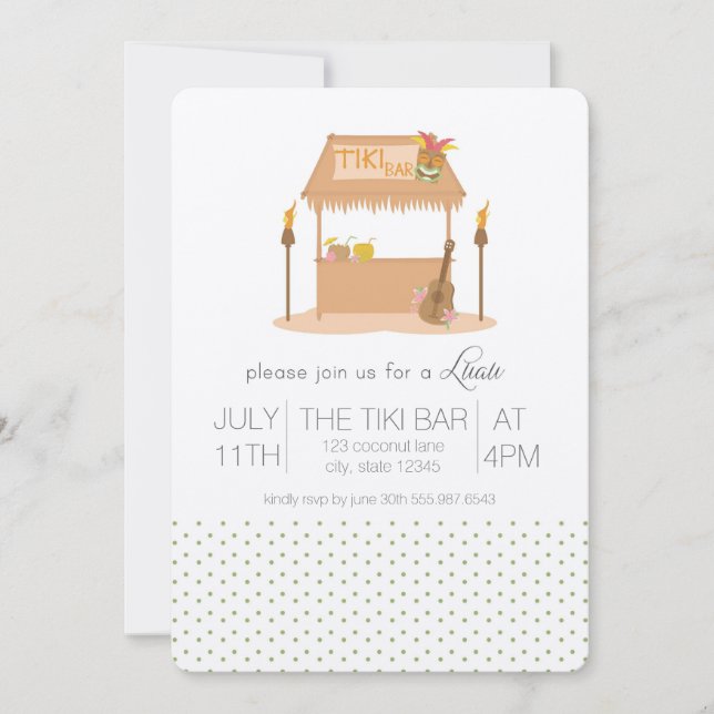 Bar de Tiki Moderno Convite de Luau (Frente)