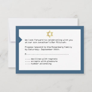 Bar de Tíquete Mitzvah RSVP Resposta Marinho Azul