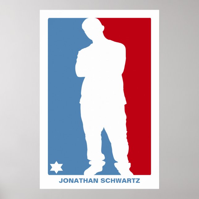 Bar desportivo Mitzvah Poster Azul e Vermelho (Frente)