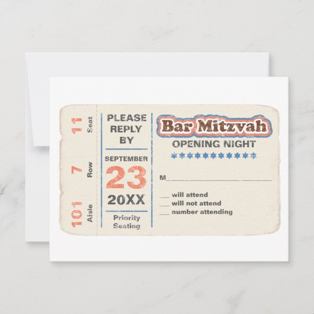 Bar desportivo Mitzvah RSVP Resposta Azul (Frente)