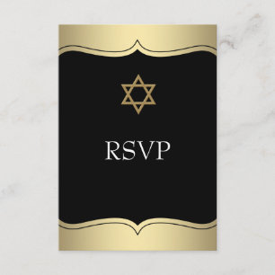 Bar Dourado preto Mitzvah RSVP da estrela de David