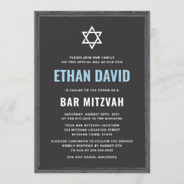 Bar escuro mitzvah convite com fronteira áspera