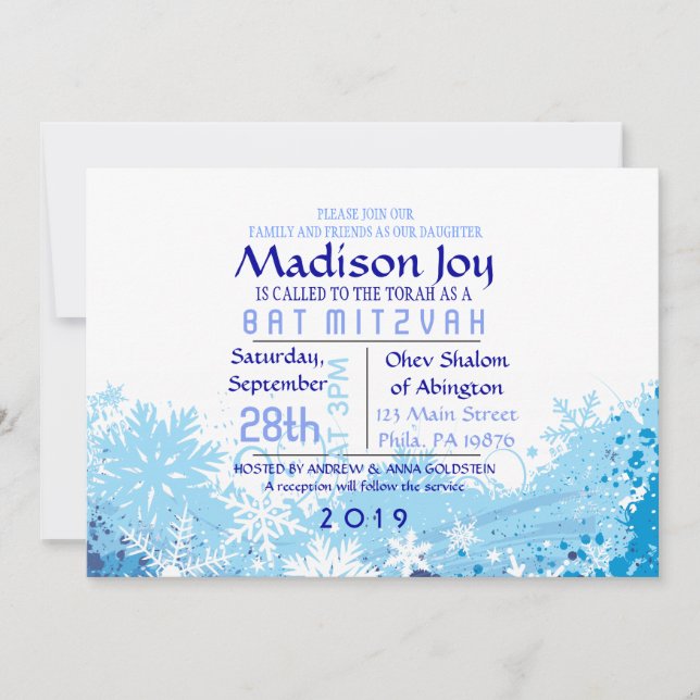 Bar FROZEN Bat Mitzvah Scort Cartão Sentado (Frente)