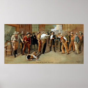 Bar gun fight scene from theater poster