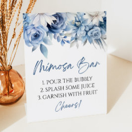 Bar Mimosa Moderna Elegante Floral Azul Dusty