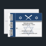 Bar Mitzvah Baseball Ticket RSVP<br><div class="desc">Tíquete de Baseball Azul e Cinza com a Estrela de David para o seu Bar Mitzvah / placa RSVP Mitzvah. Dois morcegos de baseball e estrela central de David em uma cor azul esmaecida. Se o esquema de cores não for o que você queria, envie um e-mail para paula@labellarue.com ANTES...</div>