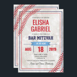 Bar Mitzvah Baseball Vintage Grunge Convite<br><div class="desc">Celebre a idade do seu não-tão-pequeno e convide sua família a assistir o chalá a ser fatiado com este convite personalizado de costura de baseball mitzvah do bar mitzvah. //CORRESPONDENTE À PLACA RSVP EM COMPRO//</div>