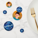 Bar Mitzvah Blue Agate Galaxy Watercolor Script<br><div class="desc">Adicione um pouco mais de estilo à festa de comemoração do seu Bar favorito, Mitzvah, com este personalizável confetti de mesa! A tipografia da escrita branca e Estrela de David sobrepõem um fundo de aquarela azul-galáxia profundo com agato azul marinho acentuado com veias de prata falsas em um lado. A...</div>