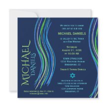 Bar Mitzvah Blue e Green Prayer Shawl Convite