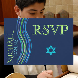 Bar Mitzvah Blue e Green Prayer Shawl RSVP