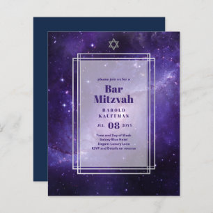 BAR MITZVAH CARDS Celestial CÉus Azul Galáxia Dour