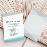 BAR MITZVAH CONVITE cinzas legal de azul-turquesa<br><div class="desc">por kat massard >> www.simplysweetPAPERIE.com << Um design simples, mas clássico, para a celebração do BAR MITZVAH do seu filho. Uau seus amigos e família com este pequeno número;D Configuração como modelo é simples para você adicionar seus próprios detalhes, adicionar sua foto ou clicar no botão personalizar e você pode...</div>