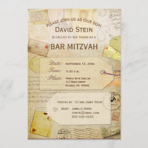 Bar Mitzvah Convite com tema viagem