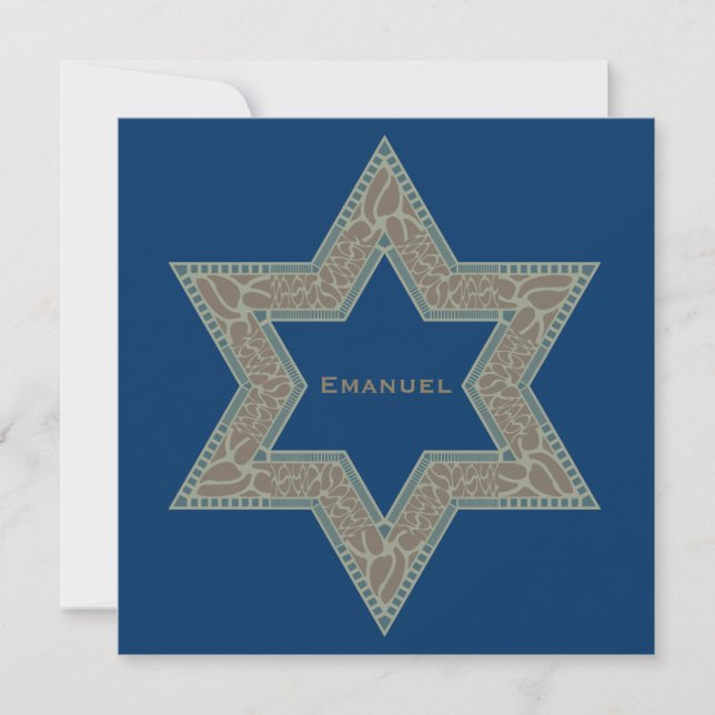Bar Mitzvah Convite Emanuel Star David Dourado (Frente)