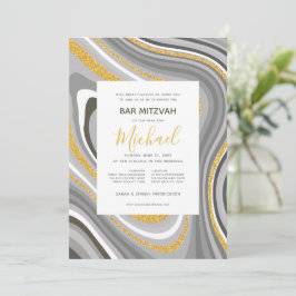 Bar Mitzvah Convite Moderno para Agitação da Glitt