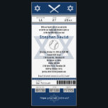 Bar Mitzvah Convite para Tíquete de Basebol<br><div class="desc">Tíquete de basebol Marinho azul, branco e Cinza com a estrela de David para o seu Bar Mitzvah Convite. Dois capacetes de futebol para as suas iniciais e estrela central de David numa cor azul esmaecida. Se você precisar de uma combinação de cores diferente ou de qualquer outra alteração de...</div>