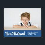 Bar Mitzvah Convite Personalizado Simples<br><div class="desc">Design é composto por tipografia sans serif e por tipografia cursiva de escrita lúdica sobre um fundo simples. Adicionar uma foto horizontal personalizada. Disponível aqui: http://www.zazzle.com/store/selectpartysupplies</div>