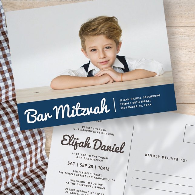 Bar Mitzvah Convite Personalizado Simples (Criador carregado)