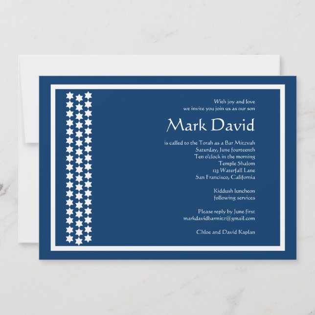 Bar Mitzvah Convite Star David Marinho TEXTUALIZAD (Frente)