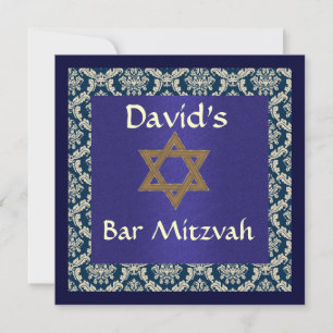 BAR MITZVAH DAMASK CONVITES