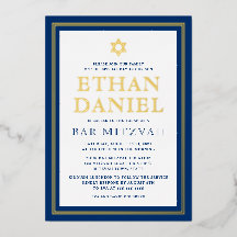 Bar mitzvah Estrela de Davi azul marinho com borda