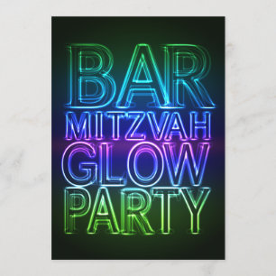 Bar Mitzvah GLOW FESTA Convite de Aniversário