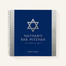 Bar Mitzvah Guest Signal Book Silver e Blue