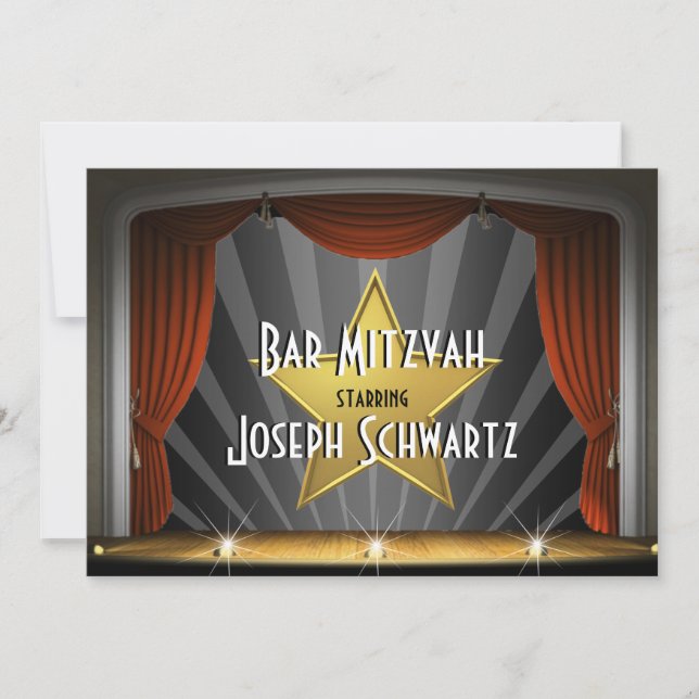 Bar Mitzvah Movie Star Convite (Frente)